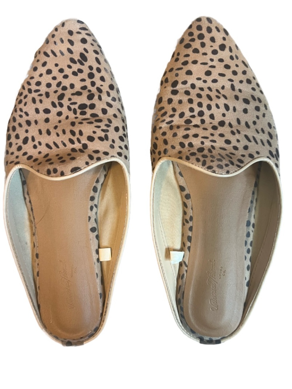 Women’s Slip-On Leopard Print Flats - Beige/Black Size 8